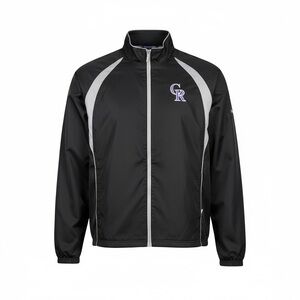 Colorado Rockies Reebok Black and Gray Windbreaker Jacket - Officially Licensed